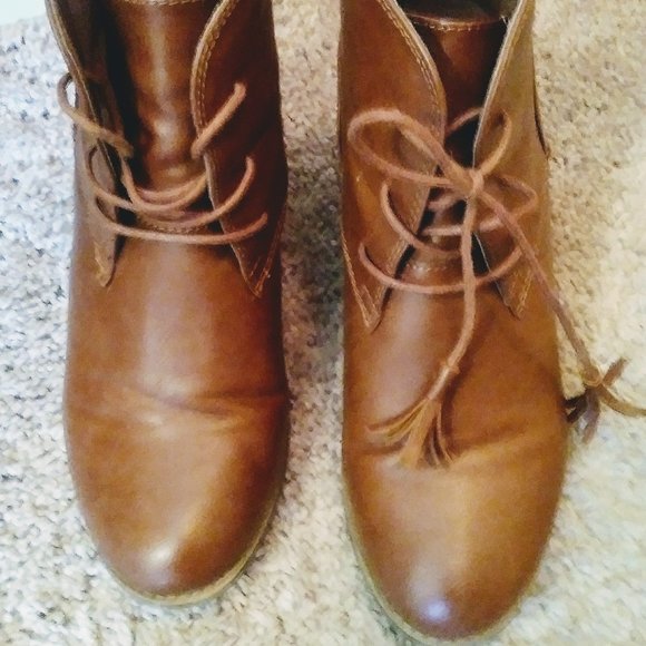 Women's Wedge Booties - Brown Size 11 - Picture 1 of 5